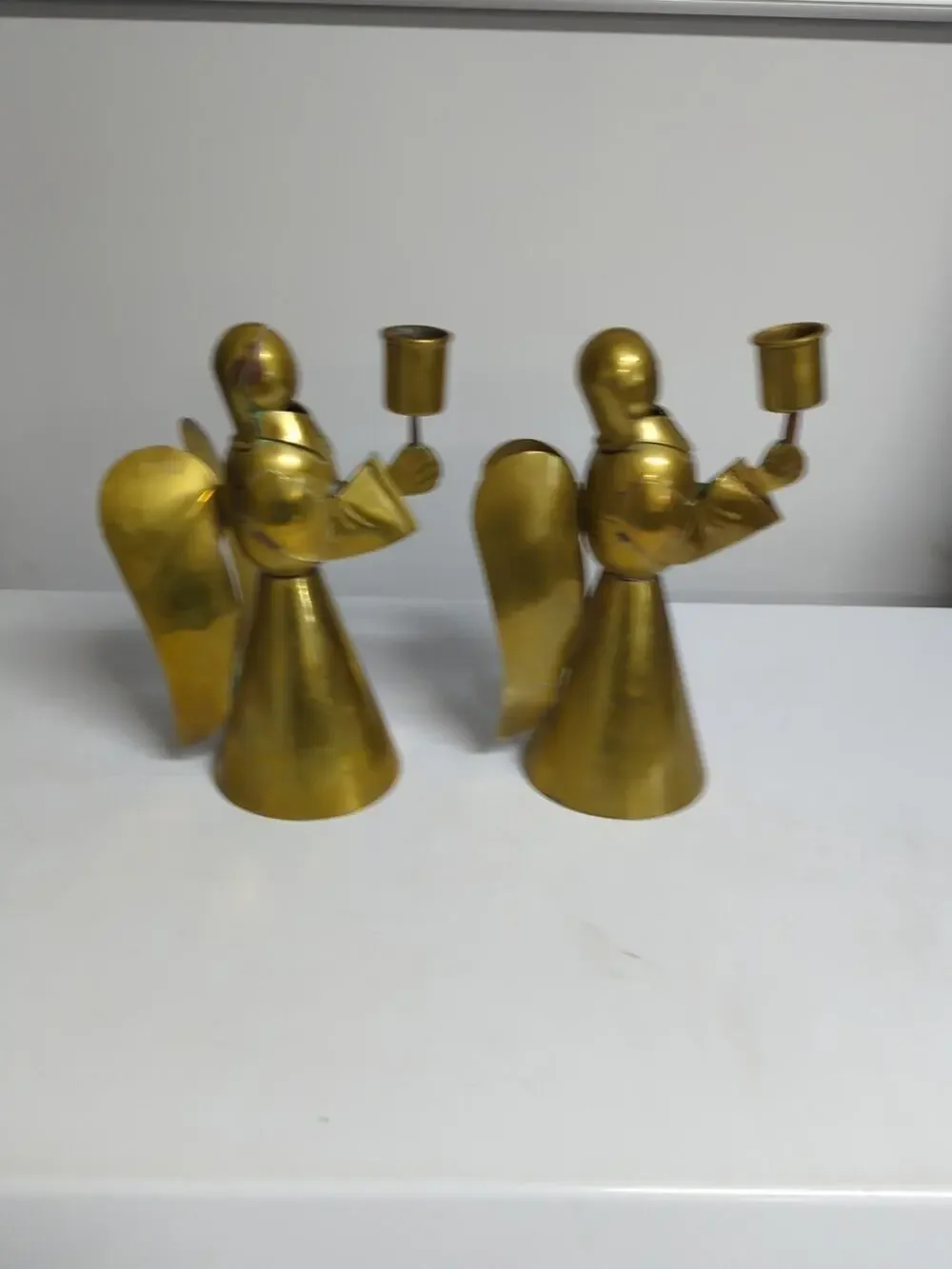 Angel Candle Holders Made In Mexico Copper Brass Set Of 2 Christmas Holiday